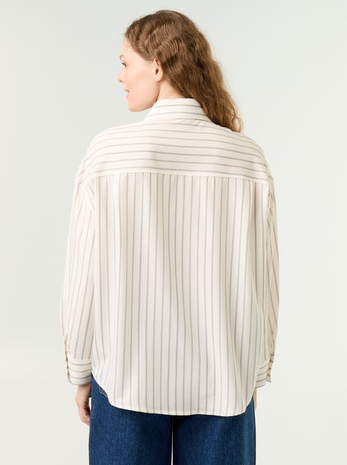 Camisa às riscas com bolso no peito + gravata a condizer - 2 peças - Kiabi Camisa às riscas com bolso no peito + gravata a condizer - 2 peças - Kiabi
