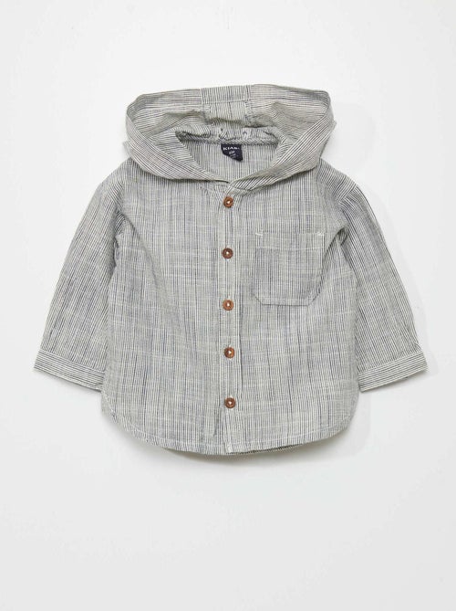 Camisa às riscas com capuz - Kiabi