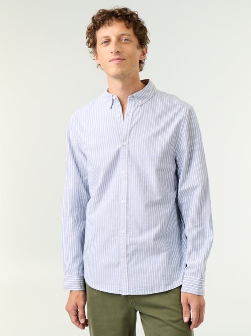 Camisa às riscas com colarinho abotoado - Kiabi