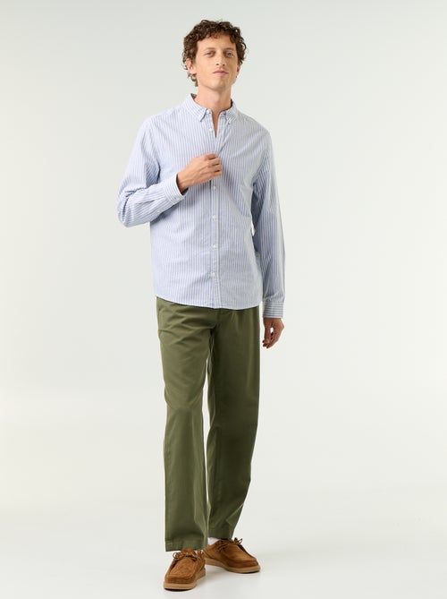 Camisa às riscas com colarinho abotoado - Kiabi