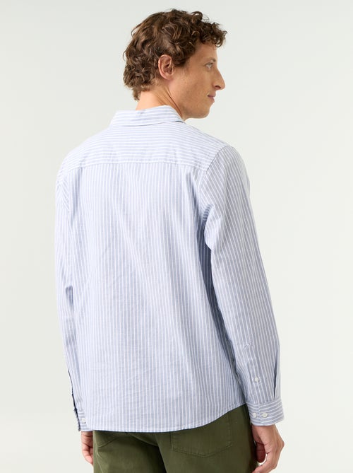 Camisa às riscas com colarinho abotoado - Kiabi