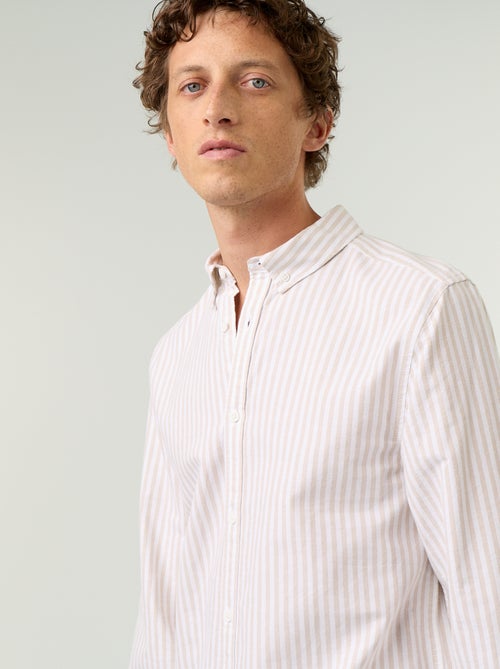 Camisa às riscas com colarinho abotoado - Kiabi