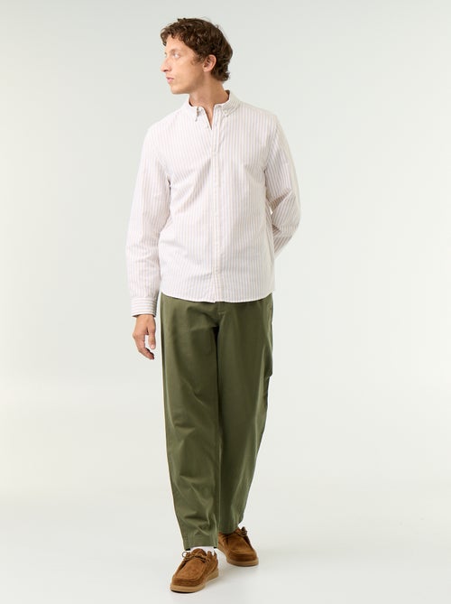 Camisa às riscas com colarinho abotoado - Kiabi