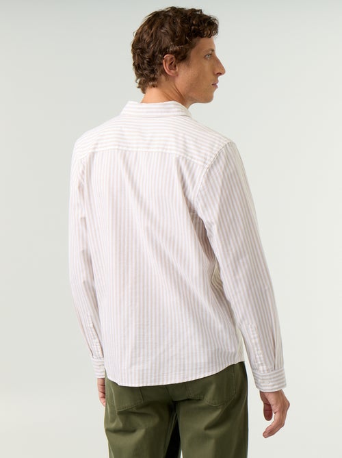 Camisa às riscas com colarinho abotoado - Kiabi