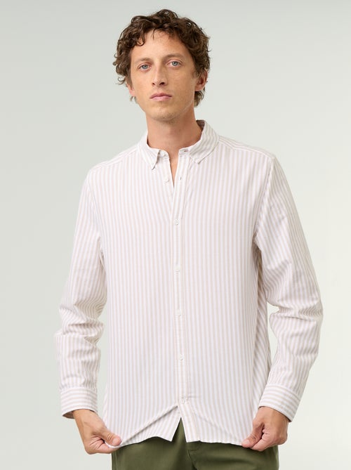 Camisa às riscas com colarinho abotoado - Kiabi