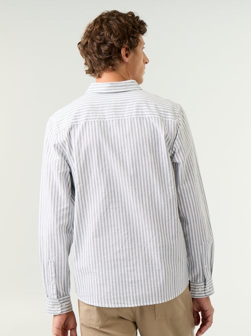 Camisa às riscas com colarinho abotoado - Kiabi
