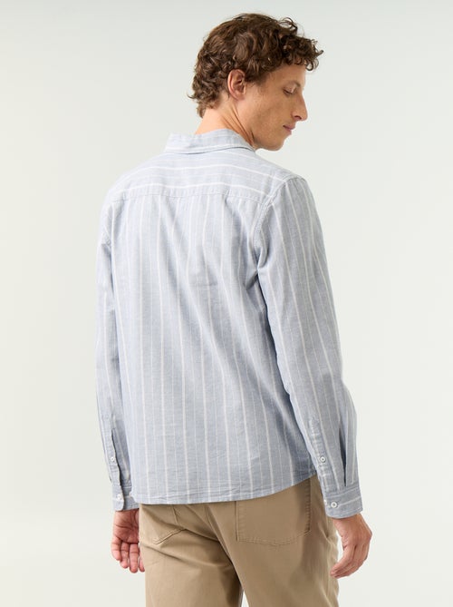 Camisa às riscas com colarinho abotoado - Kiabi