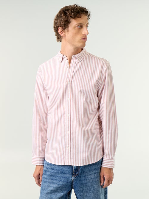 Camisa às riscas com colarinho abotoado - Kiabi