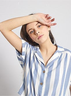 Camisa às riscas com laço - Kiabi