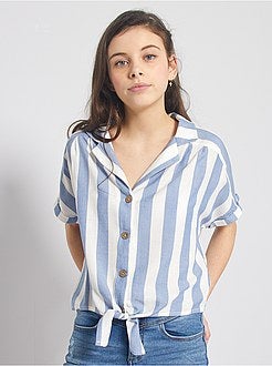 Camisa às riscas com laço - Kiabi