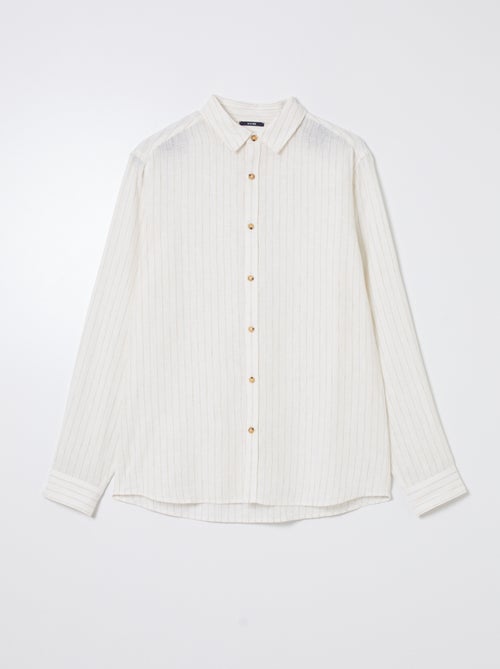 Camisa às riscas com linho - Kiabi