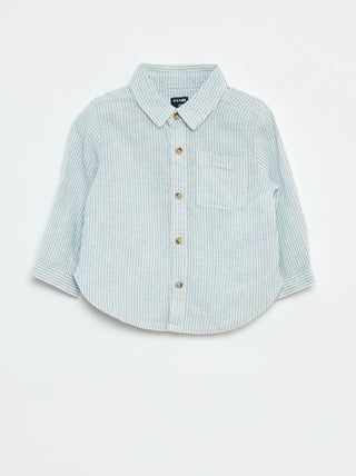 Camisa às riscas de cambraia