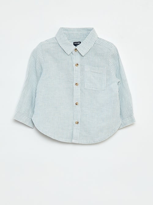 Camisa às riscas de cambraia - Kiabi