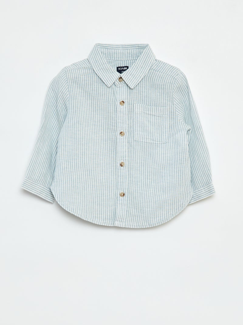 Camisa às riscas de cambraia Azul - Kiabi