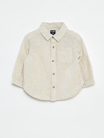 Camisa às riscas de cambraia