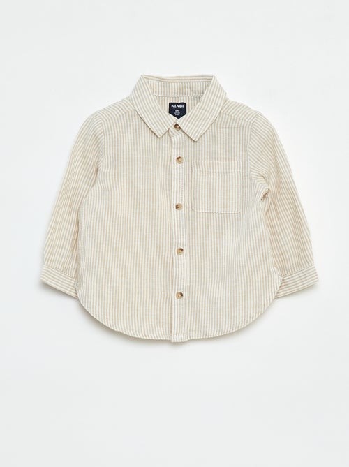 Camisa às riscas de cambraia - Kiabi