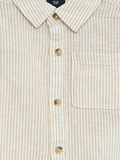 Camisa às riscas de cambraia - Kiabi