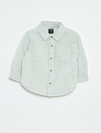 Camisa às riscas de cambraia
