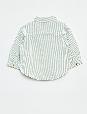 Camisa às riscas de cambraia