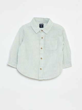 Camisa às riscas de cambraia