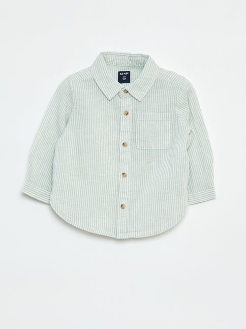 Camisa às riscas de cambraia - Kiabi