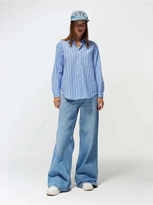 Camisa às riscas de corte relaxed mixray - Kiabi Camisa às riscas de corte relaxed mixray - Kiabi