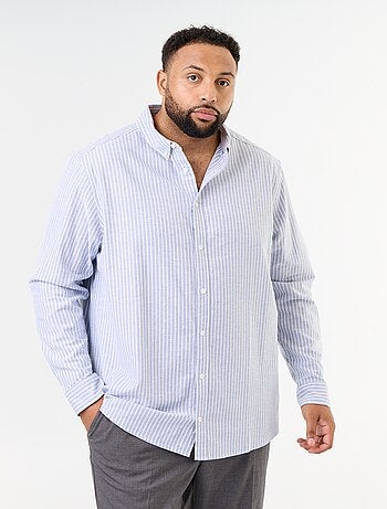 Camisa às riscas de manga comprida
