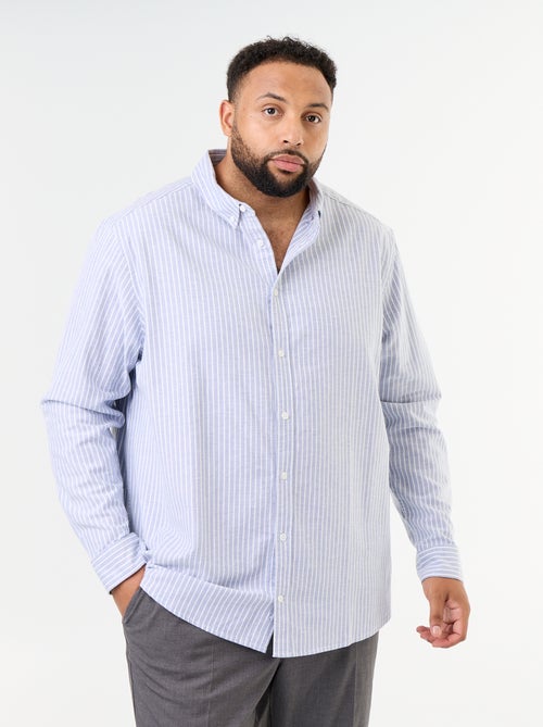 Camisa às riscas de manga comprida - Kiabi