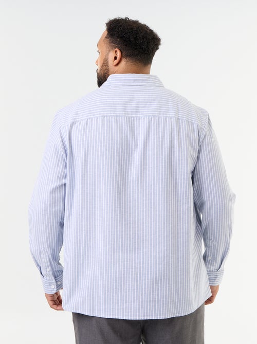 Camisa às riscas de manga comprida - Kiabi