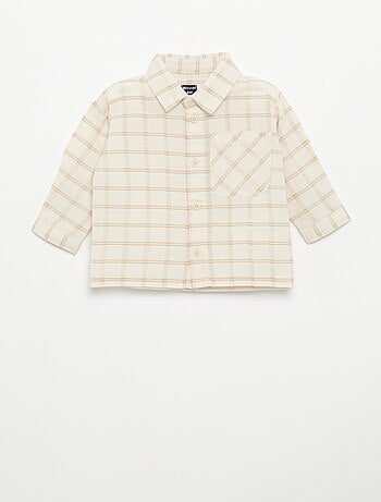 Camisa às riscas de manga comprida