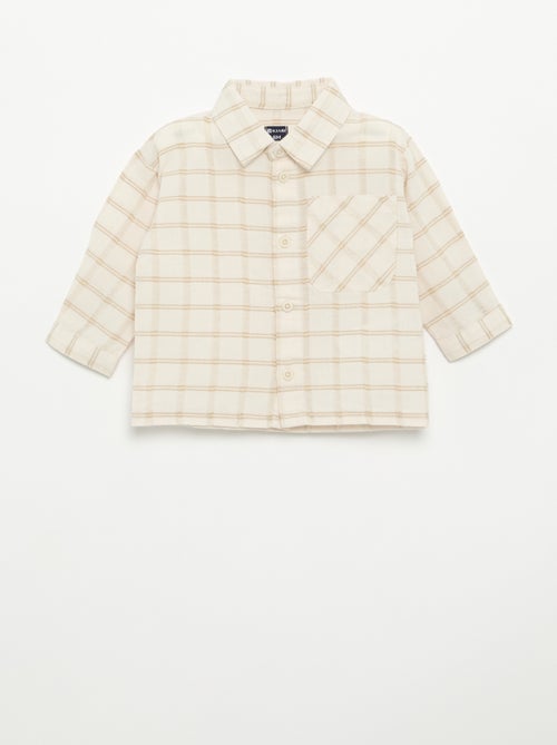 Camisa às riscas de manga comprida - Kiabi