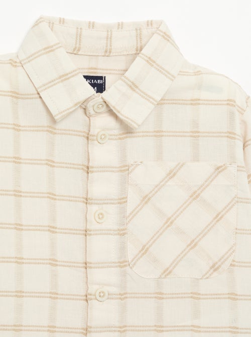 Camisa às riscas de manga comprida - Kiabi