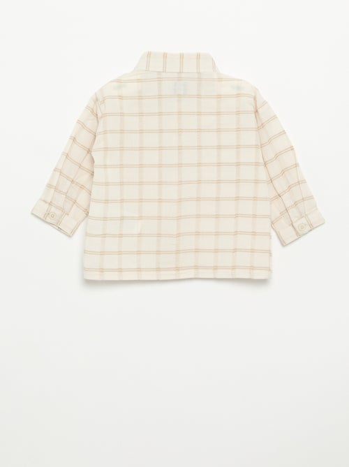 Camisa às riscas de manga comprida - Kiabi