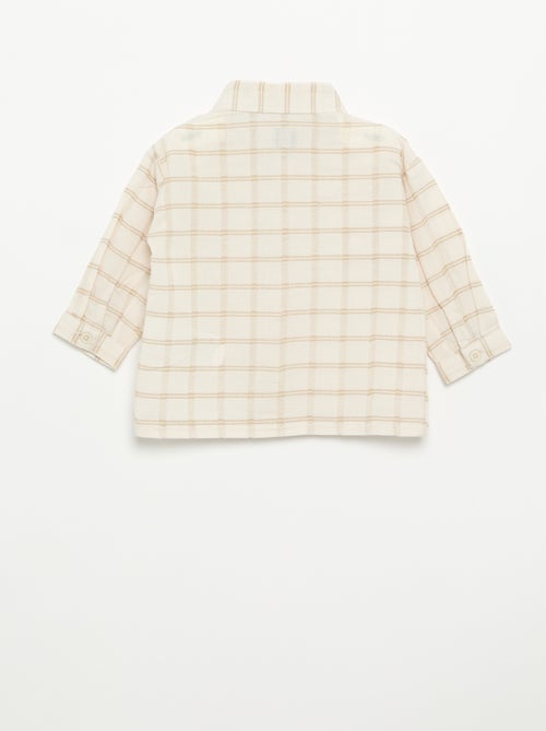 Camisa às riscas de manga comprida - Kiabi