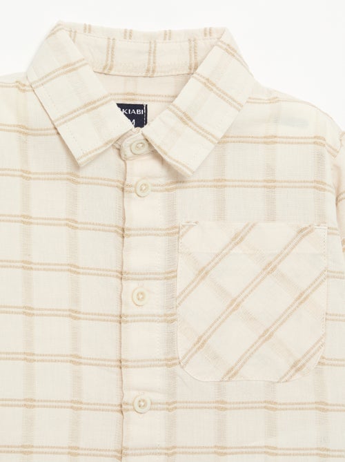 Camisa às riscas de manga comprida - Kiabi