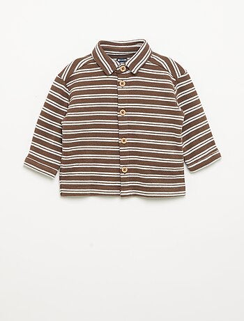 Camisa às riscas de manga comprida