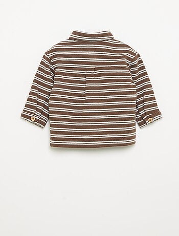 Camisa às riscas de manga comprida