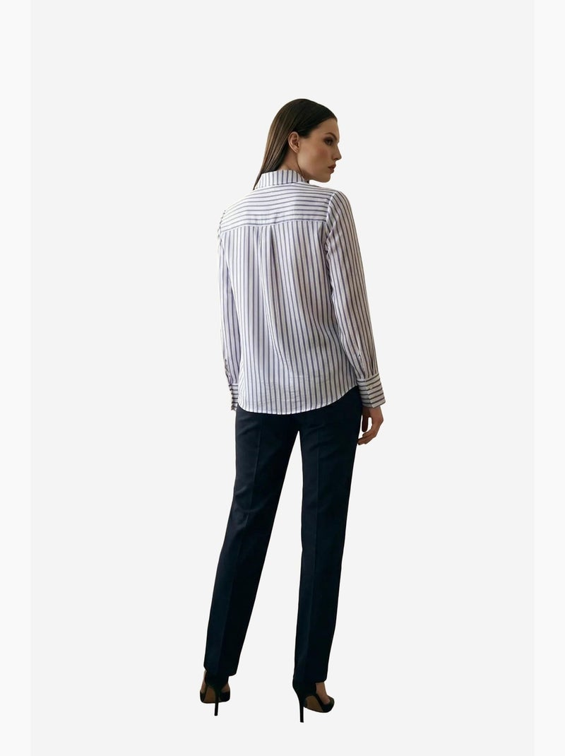 Camisa às riscas de manga comprida com abotoamento frontal my fashion Lavanda - Kiabi