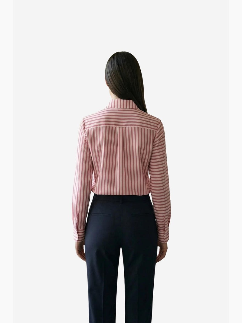 Camisa às riscas de manga comprida com abotoamento frontal my fashion Magenta - Kiabi