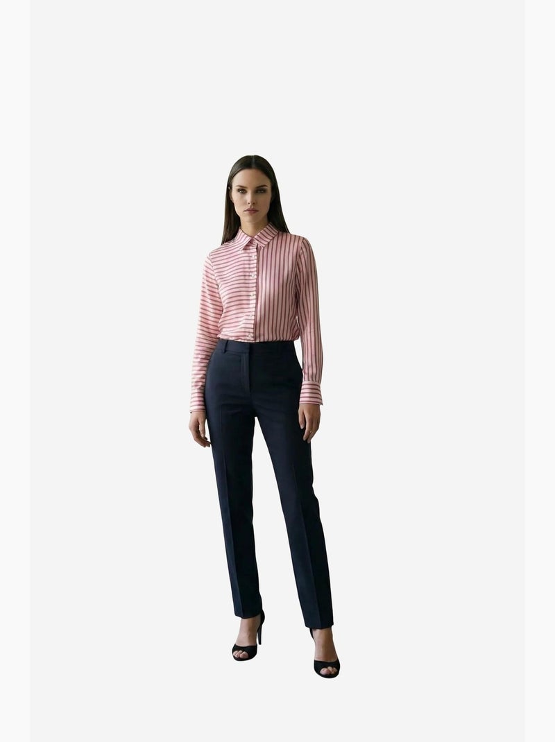 Camisa às riscas de manga comprida com abotoamento frontal my fashion Magenta - Kiabi