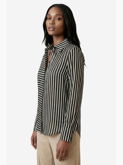 Camisa às riscas de manga comprida com abotoamento frontal my fashion - Kiabi Camisa às riscas de manga comprida com abotoamento frontal my fashion - Kiabi