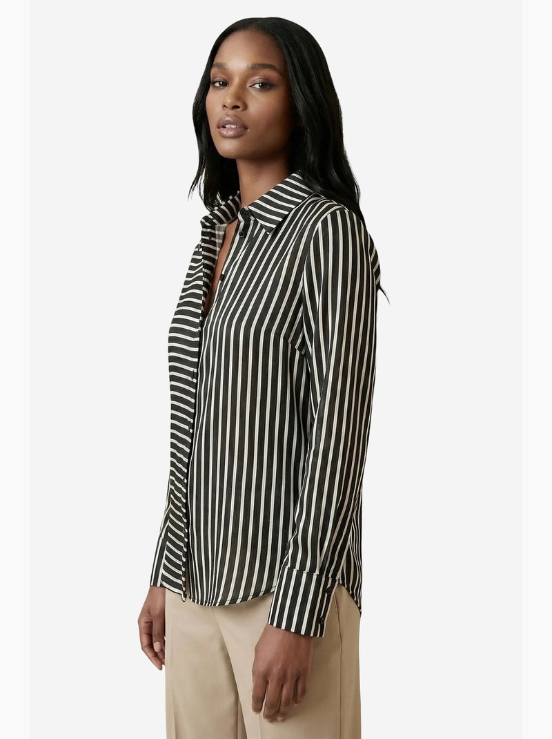 Camisa às riscas de manga comprida com abotoamento frontal my fashion Preto - Kiabi