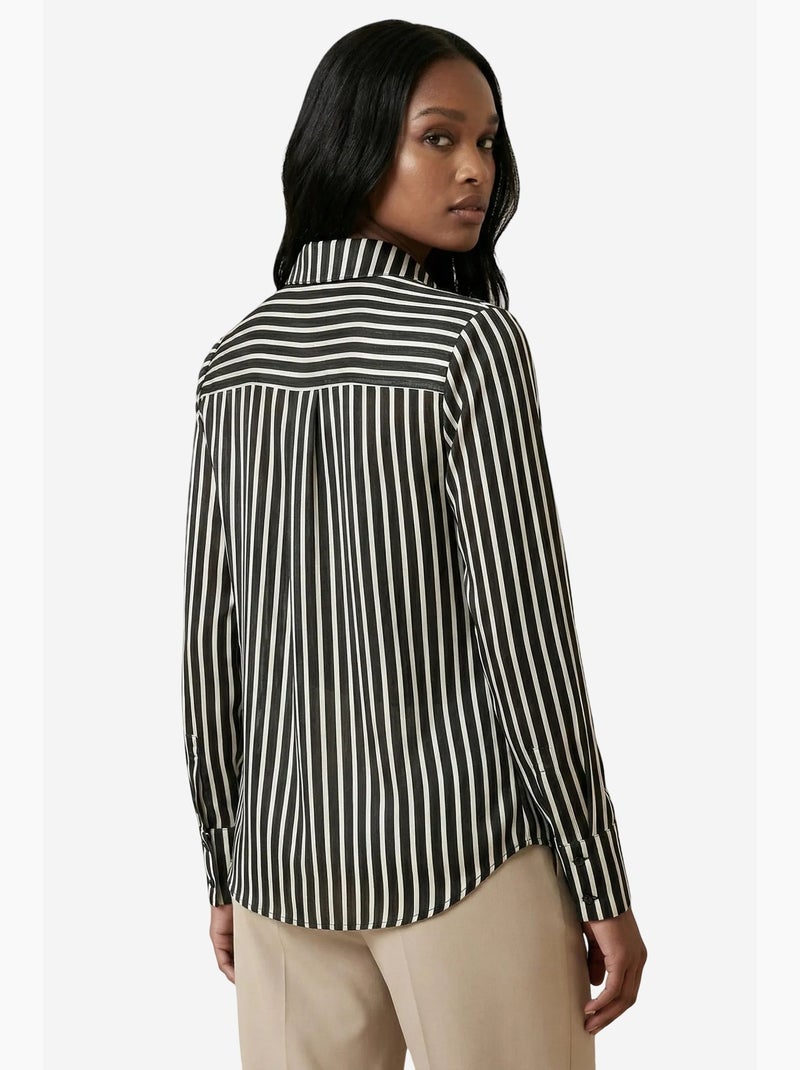 Camisa às riscas de manga comprida com abotoamento frontal my fashion Preto - Kiabi