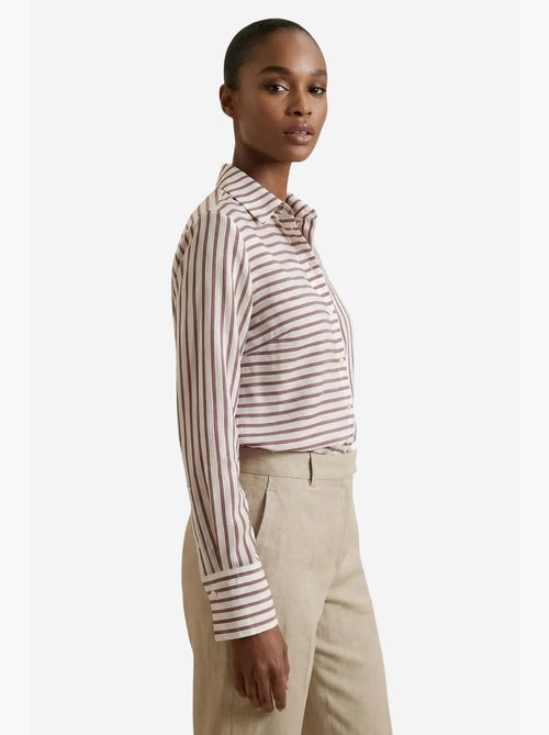Camisa às riscas de manga comprida com abotoamento frontal my fashion - Kiabi Camisa às riscas de manga comprida com abotoamento frontal my fashion - Kiabi