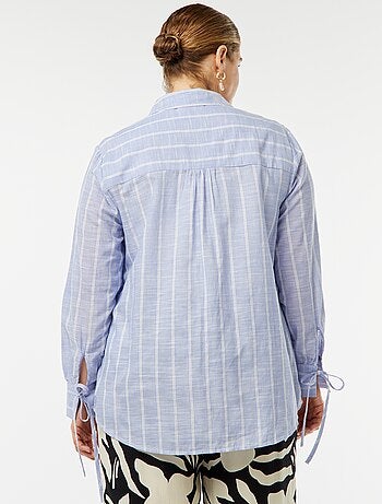 Camisa às riscas de manga comprida 'Only Carmakoma'