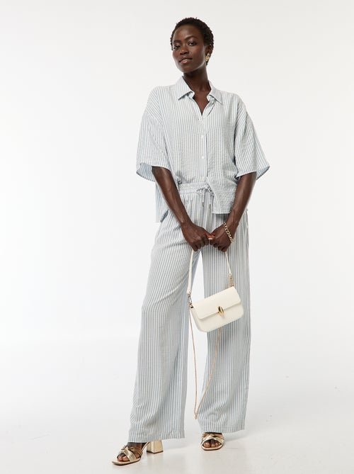 Camisa às riscas de manga curta - Kiabi