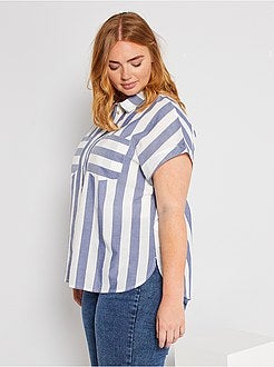 Camisa às riscas de manga curta - Kiabi