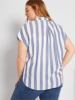 Camisa às riscas de manga curta - Kiabi