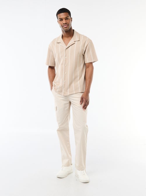 Camisa às Riscas de Manga Curta - Kiabi