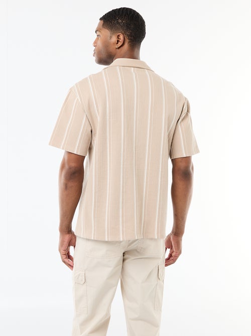 Camisa às Riscas de Manga Curta - Kiabi